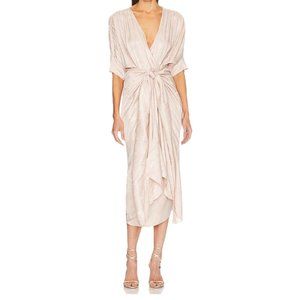 Callahan Sami Dress In Blush Champagne Satin Dolman Sleeve Midi Dress Size S NWT